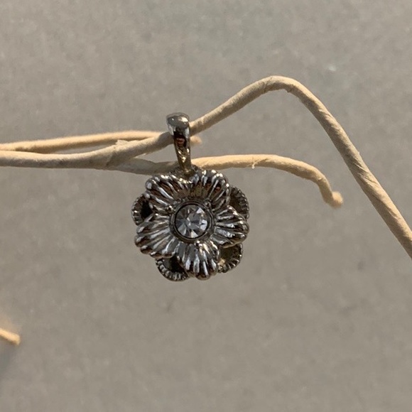 Sophia Fiori Sterling Silver Flower Pendant With Rhinestone Gem - Picture 1 of 2